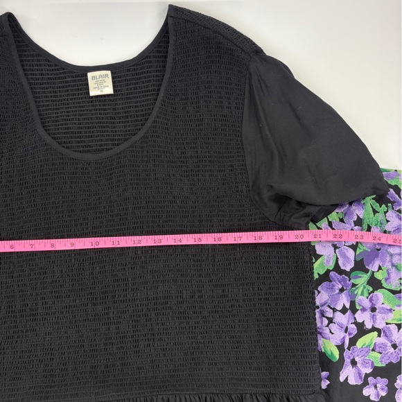 BLAIR Women's X-Large Short Sleeve Dress  Black And Purple Floral - Picture 6 of 7